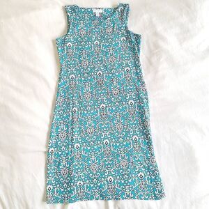 Charter Club Mini A-Line Dress Womens Small Blue Floral Sleeveless Nylon‎ Blend